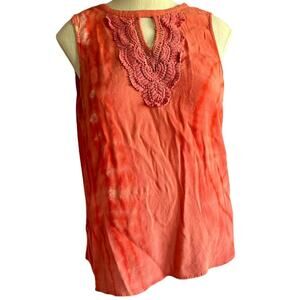 Womens Tank Top Side Medium Upcycled Orange Tie Dye Flowy Summer Hippie Fun
